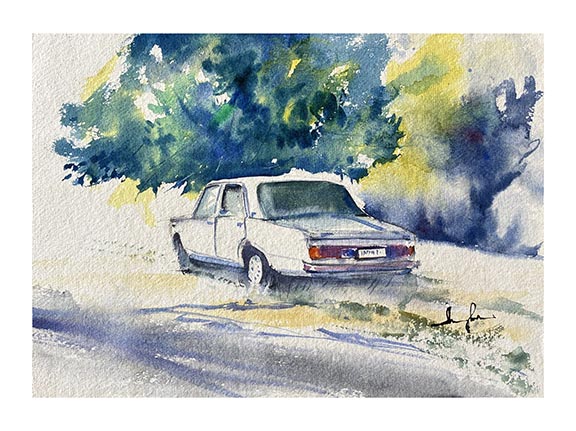 A Quiet Classic, watercolour by Suman Ghosh
