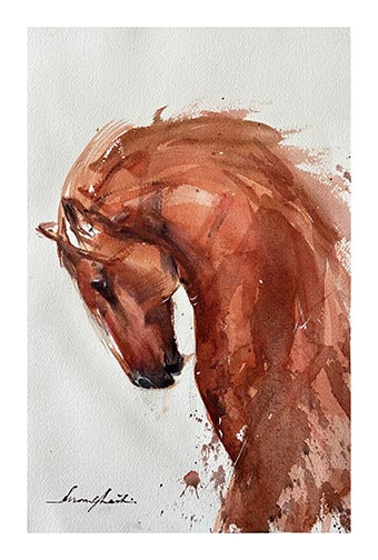 Quiet Strength, watercolour by Suman Ghosh