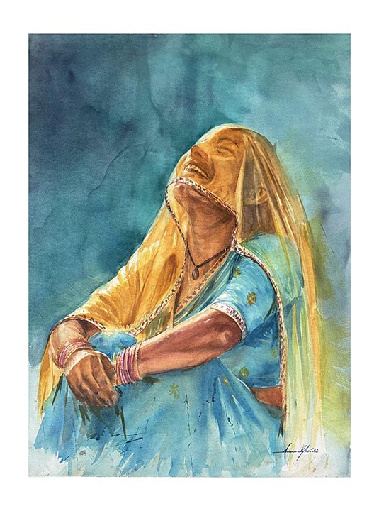 Unrestrained Joy, watercolour by Suman Ghosh