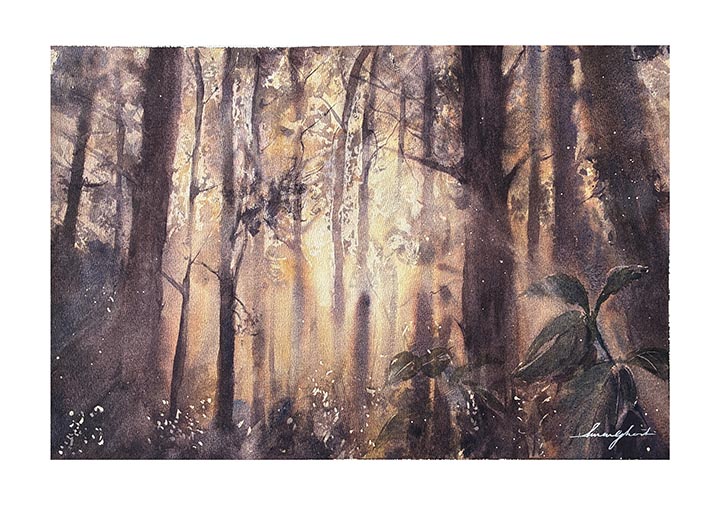 Where Light Enters, watercolour by Suman Ghosh