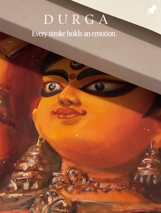 Watercolour of Durga, detail